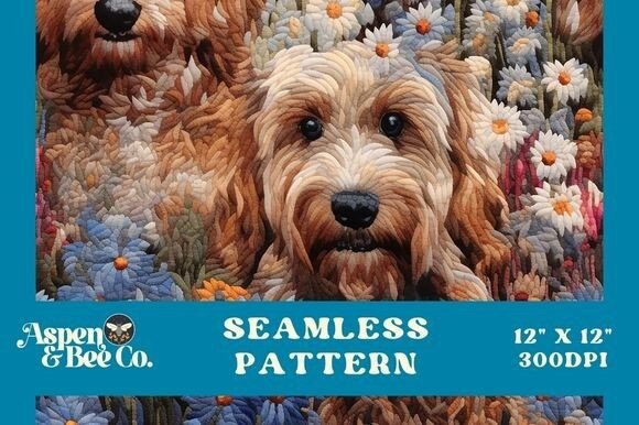 Dog Faux Embroidery Seamless Pattern