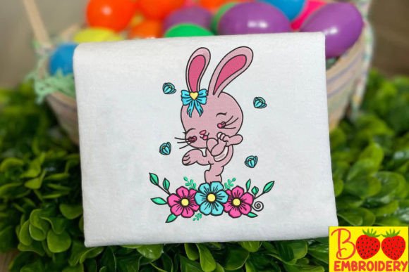 Pink Rabbit Dancing with Flowers Embroidery Review