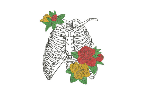 Skeleton Rib with Flowers Embroidery Review