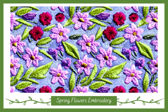 Spring Flowers Embroidery Digital Paper