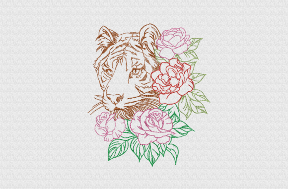 Tiger with Flowers Embroidery Design Review